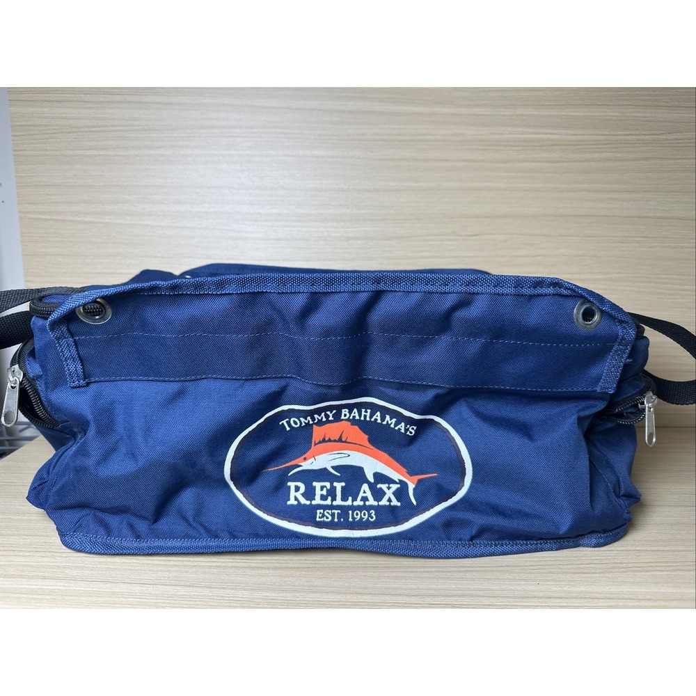 TOMMY BAHAMA Expandable Lunch Cooler Shoulder Bag Blue Fish Relax‎